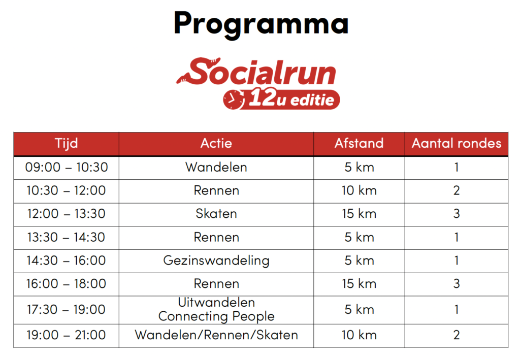 socialrun 12 uur programma