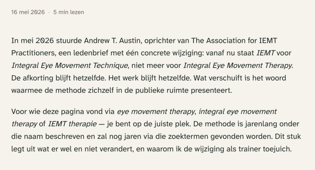 IEMT therapy wordt technique